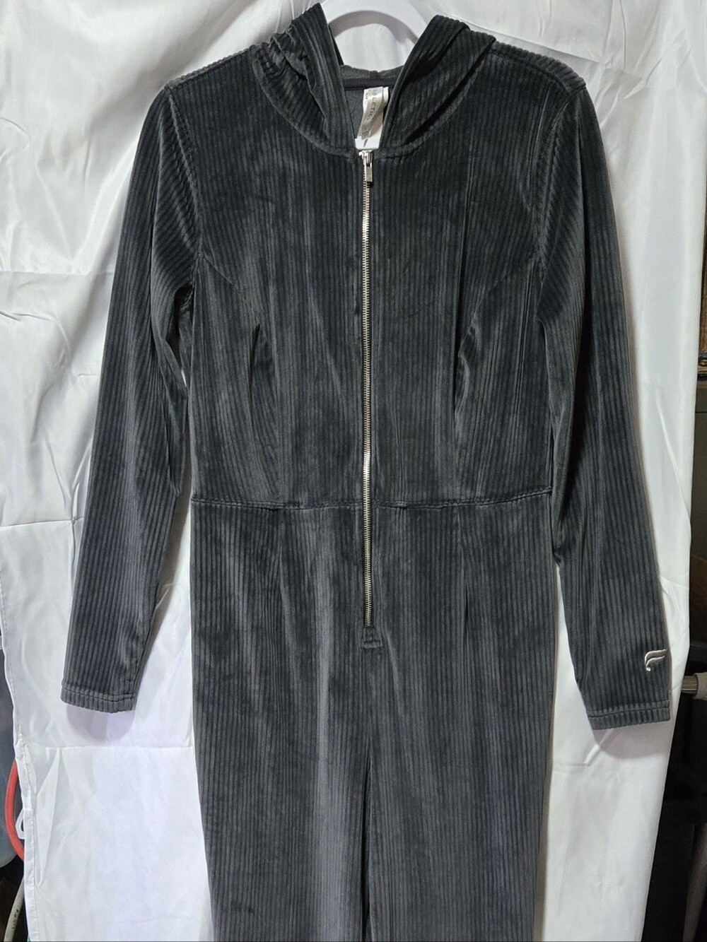 Fabletics Gray Ribbed Zip Jumpsuit